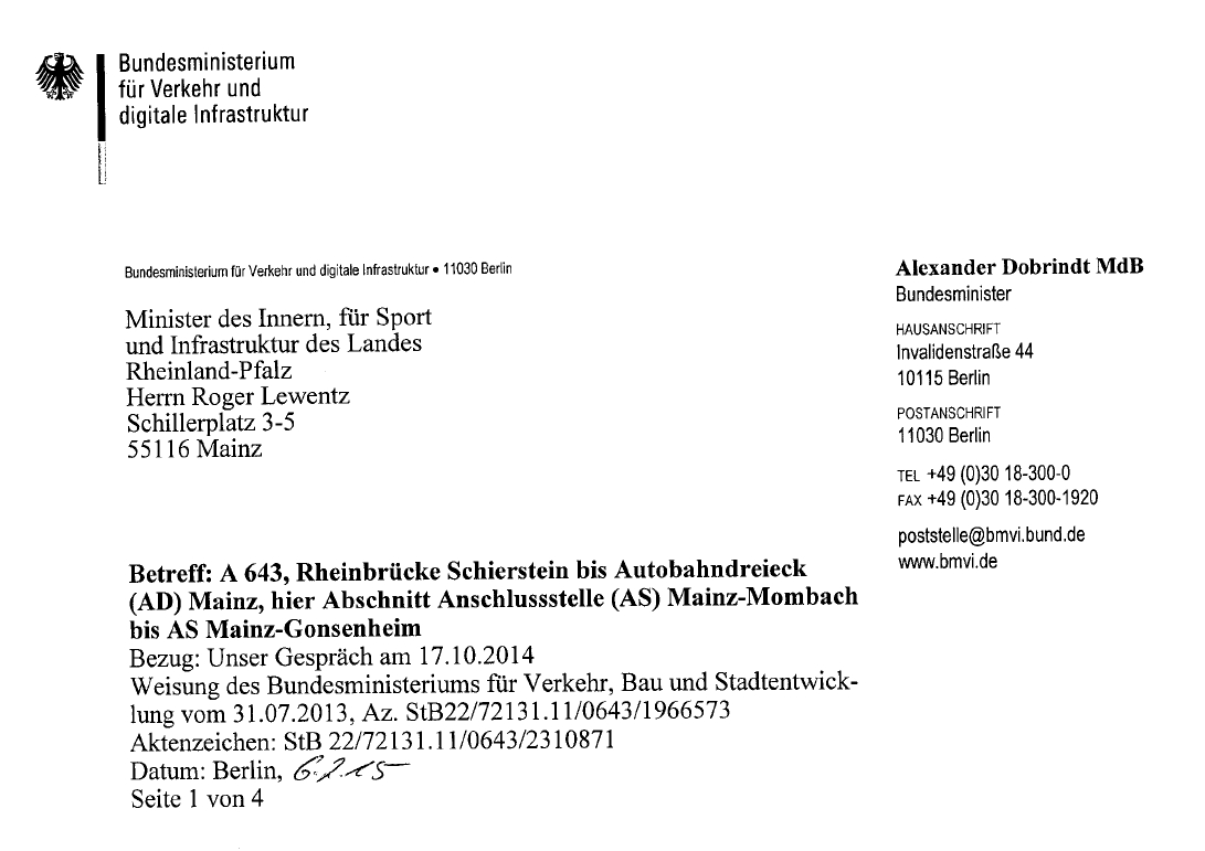 Mainz& Schiersteiner Brücke: Planungen für A643 lagen seit 2011 in Schublade Schiersteiner Brücke: Planungen für A643 lagen seit 2011 in Schublade