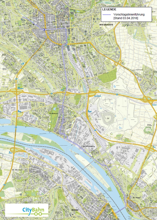 Mainz& Citybahn: Mitbestimmung in Mainz gestartet – Infomesse am 23.-24. April – Vorschlag für Streckenführung in Wiesbaden Citybahn: Mitbestimmung in Mainz gestartet – Infomesse am 23.-24. April – Vorschlag für Streckenführung in Wiesbaden