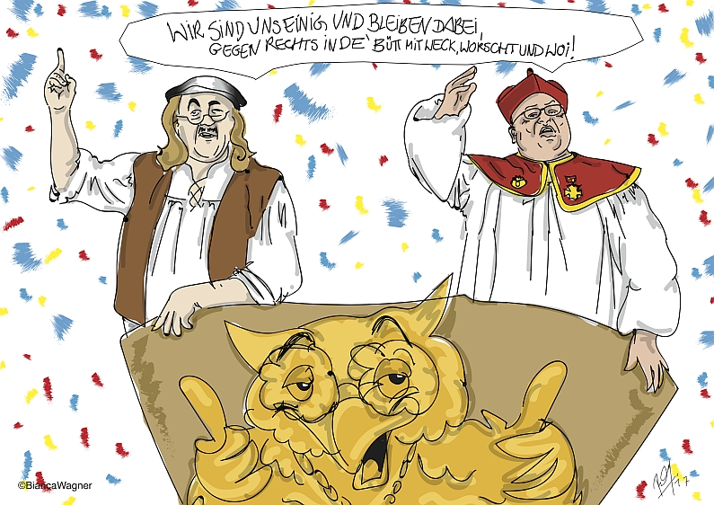 Mainz& AfD-Chef Junge wollte bei "Mainz bleibt Mainz" auf die Bühne - Fastnacht gegen Rechts von Mainz& im RoMoZug AfD-Chef Junge wollte bei "Mainz bleibt Mainz" auf die Bühne - Fastnacht gegen Rechts von Mainz& im RoMoZug