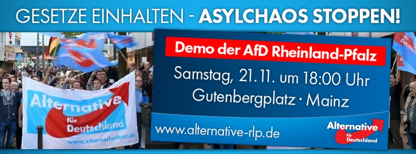 Mainz& AfD-Großdemo am Samstag in Mainz - Sechs Gegendemos "AfD-Hetze stoppen" AfD-Großdemo am Samstag in Mainz - Sechs Gegendemos "AfD-Hetze stoppen"