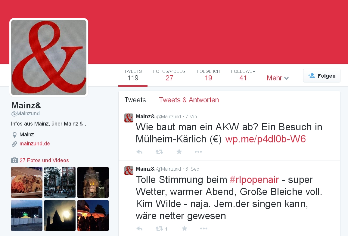 Mainz& Neu auf Mainz&: Twitter, Facebook und Premium Content Neu auf Mainz&: Twitter, Facebook und Premium Content