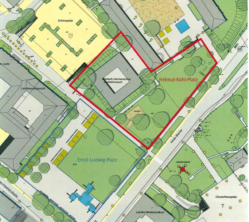 Mainz& Teil des Ernst-Ludwig-Platzes in Mainz soll "Helmut-Kohl-Platz" werden - Update: Kohl würde Adresse des RGZM spalten Teil des Ernst-Ludwig-Platzes in Mainz soll "Helmut-Kohl-Platz" werden - Update: Kohl würde Adresse des RGZM spalten