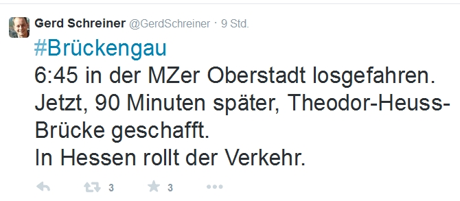 Mainz& Schiersteiner Brücke: Appelle an GDL, Unfälle und eine Fake-Meldung Schiersteiner Brücke: Appelle an GDL, Unfälle und eine Fake-Meldung