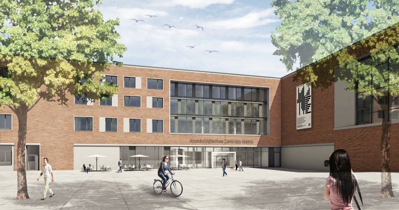 Mainz& Quantensprung für das RGZM - Neues Archäologisches Zentrum am Südbahnhof feierte Richtfest - Eröffnung 2020 geplant Quantensprung für das RGZM - Neues Archäologisches Zentrum am Südbahnhof feierte Richtfest - Eröffnung 2020 geplant