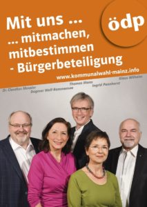Mainz& "Partei der Bürger", Kampf für Grünflächen, guten ÖPNV, Mainz-Masterplan - ÖDP hofft am Sonntag auf Zugewinne "Partei der Bürger", Kampf für Grünflächen, guten ÖPNV, Mainz-Masterplan - ÖDP hofft am Sonntag auf Zugewinne